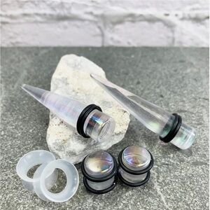 Ear Stretching Kit 2G-12mm Acrylic Plugs Gauge Tapers Silicone Tunnels